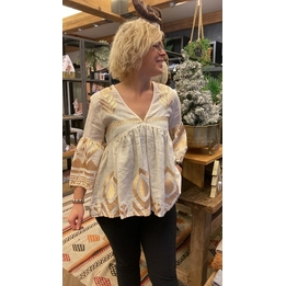 Overview image: Greek Archaic Kori blouse naturel/ goud