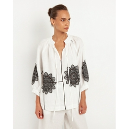 Overview image: Greek Archaic Kori blouse wit zwart