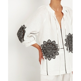 Overview second image: Greek Archaic Kori blouse wit zwart