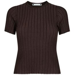Overview image: Co' Couture top Badu rib knit donker bruin