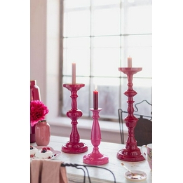 Overview second image: Woonaccessoires metalen kandelaar roze 46 cm