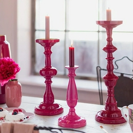Overview second image: Woonaccessoires metalen kandelaar roze 34 cm
