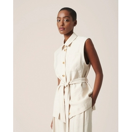 Overview image: Moss Copenhagen Gilet Joanita oatmeal stripe