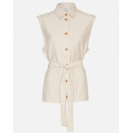 Overview second image: Moss Copenhagen Gilet Joanita oatmeal stripe