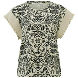 Overview second image: Yaya top met ronde hals beige/zwart