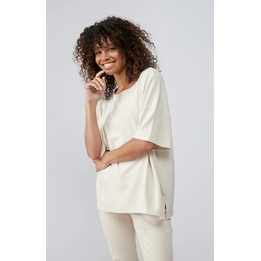 Overview image: Yaya oversized t-shirt met ronde hals creme