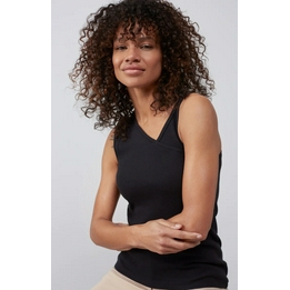 Overview image: Yaya katoenen top met halsdetail zwart