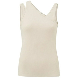 Overview second image: Yaya katoenen top met halsdetail creme