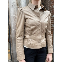 Overview image: Ibana leren jas taupe