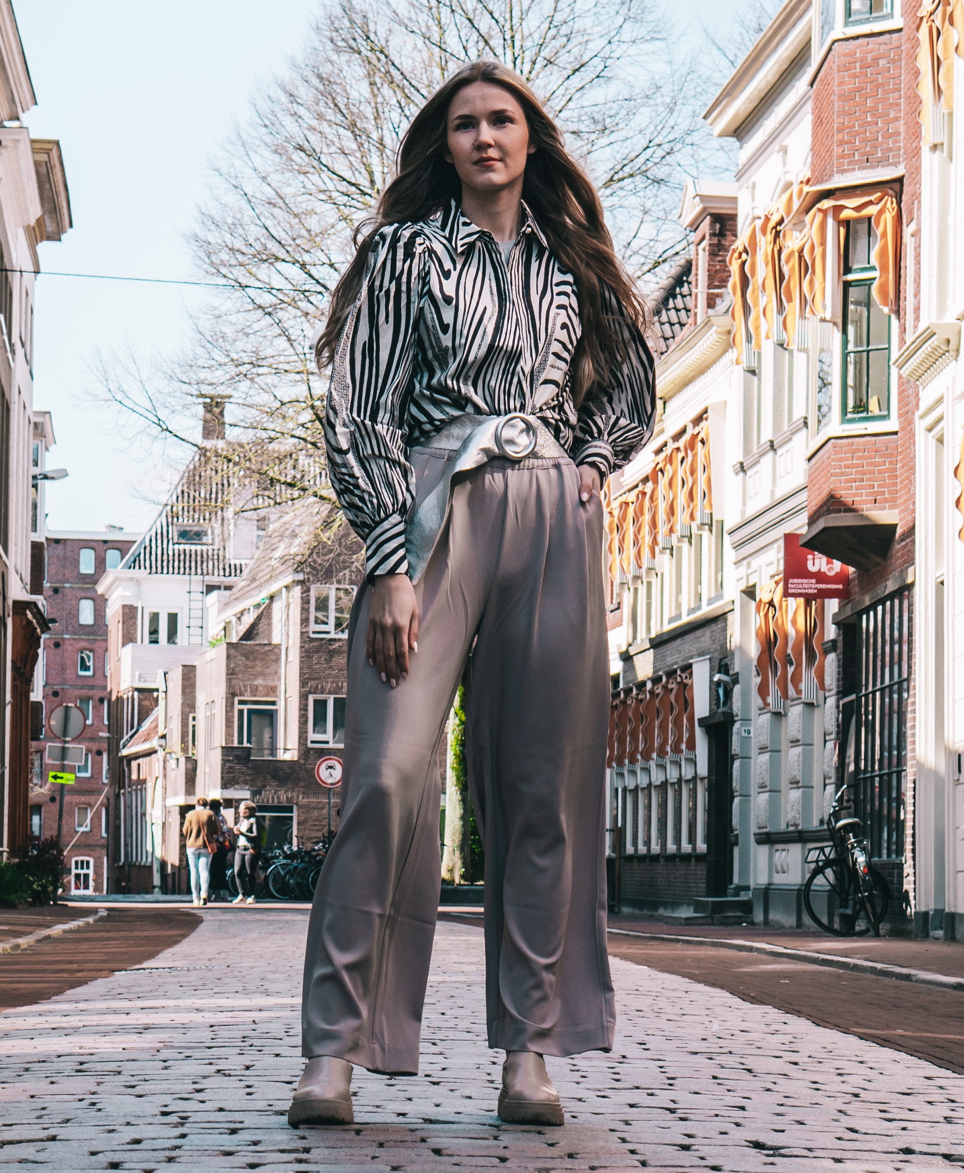 Gestuz, blouse, zwart, wit