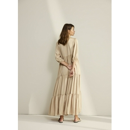 Overview second image: Summum maxi jurk beige