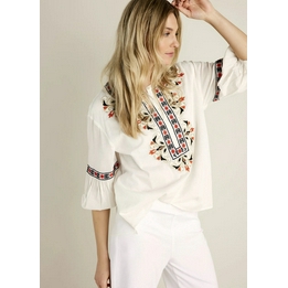 Overview second image: Summum blouse geborduurd off white