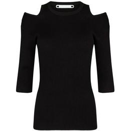 Overview image: Co' Couture top Badu CC cut shoulder knit zwart