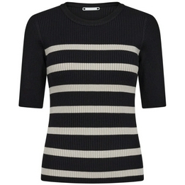 Overview image: Co' Couture shirt Badu CC stripe midi sleeve knit zwart