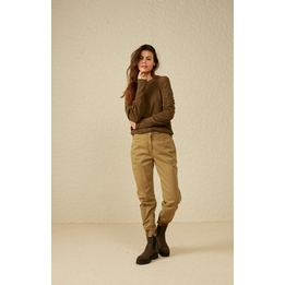 Overview image: Yaya top army groen met geplooide mouwen