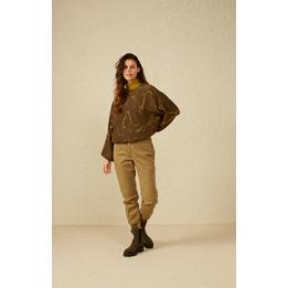 Overview second image: Yaya shirt met dessin army groen